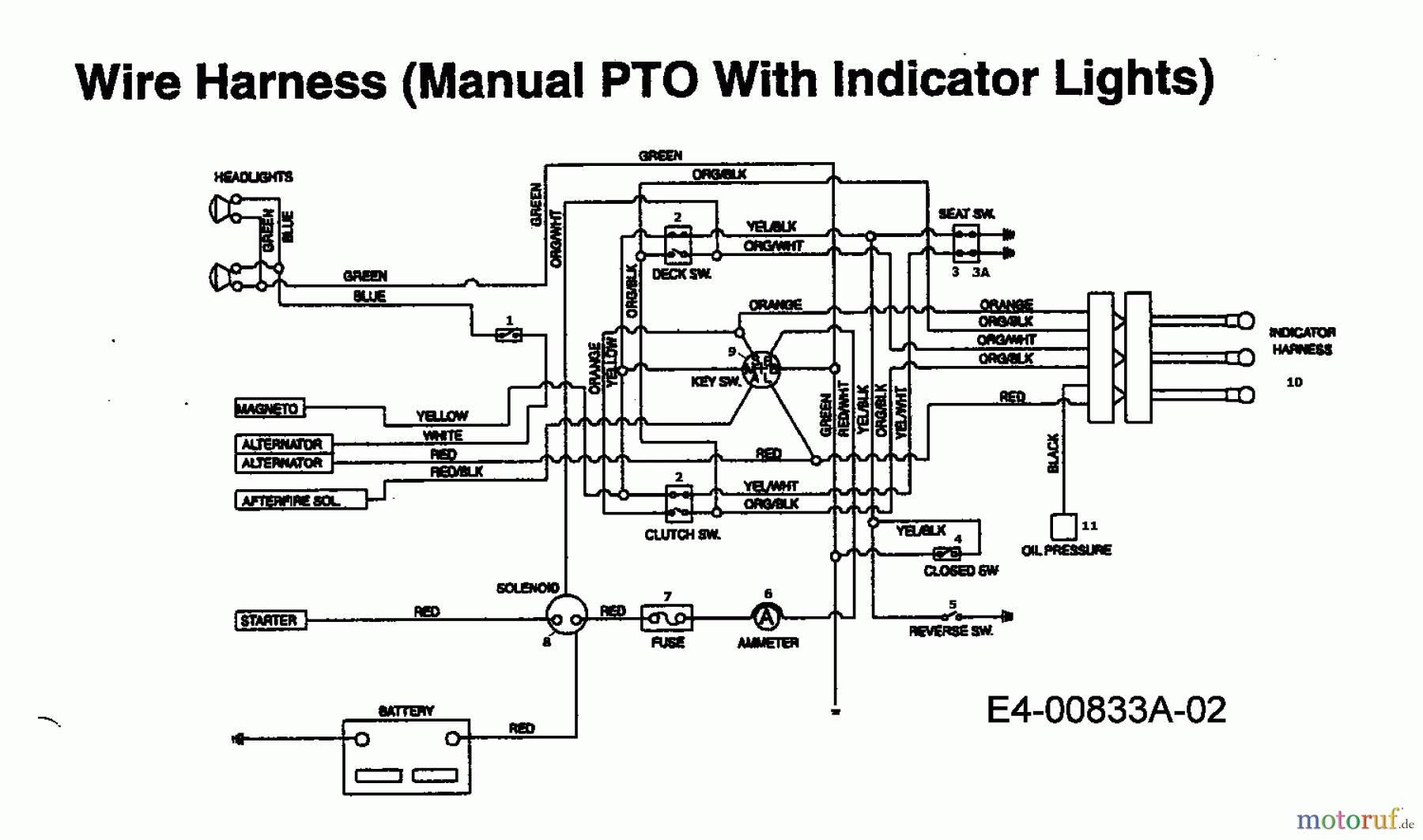  MTD Tracteurs de pelouse EH 155 13AD795N678  (1997) Plan électrique avec lampe de contrôle