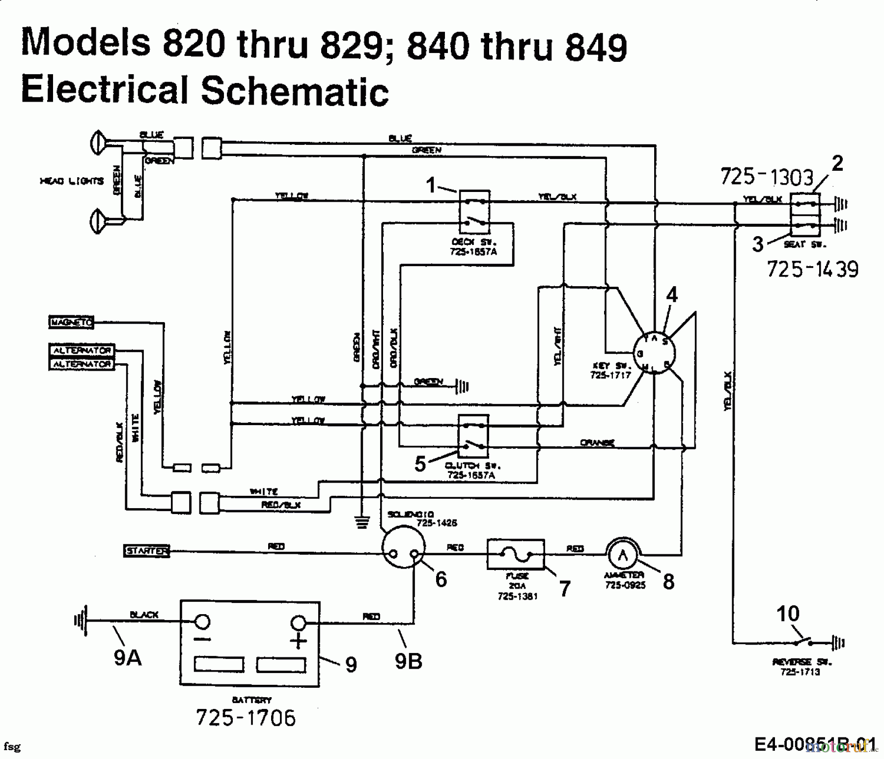  MTD Tracteurs de jardin G 185 14AI848H678  (2000) Plan électrique
