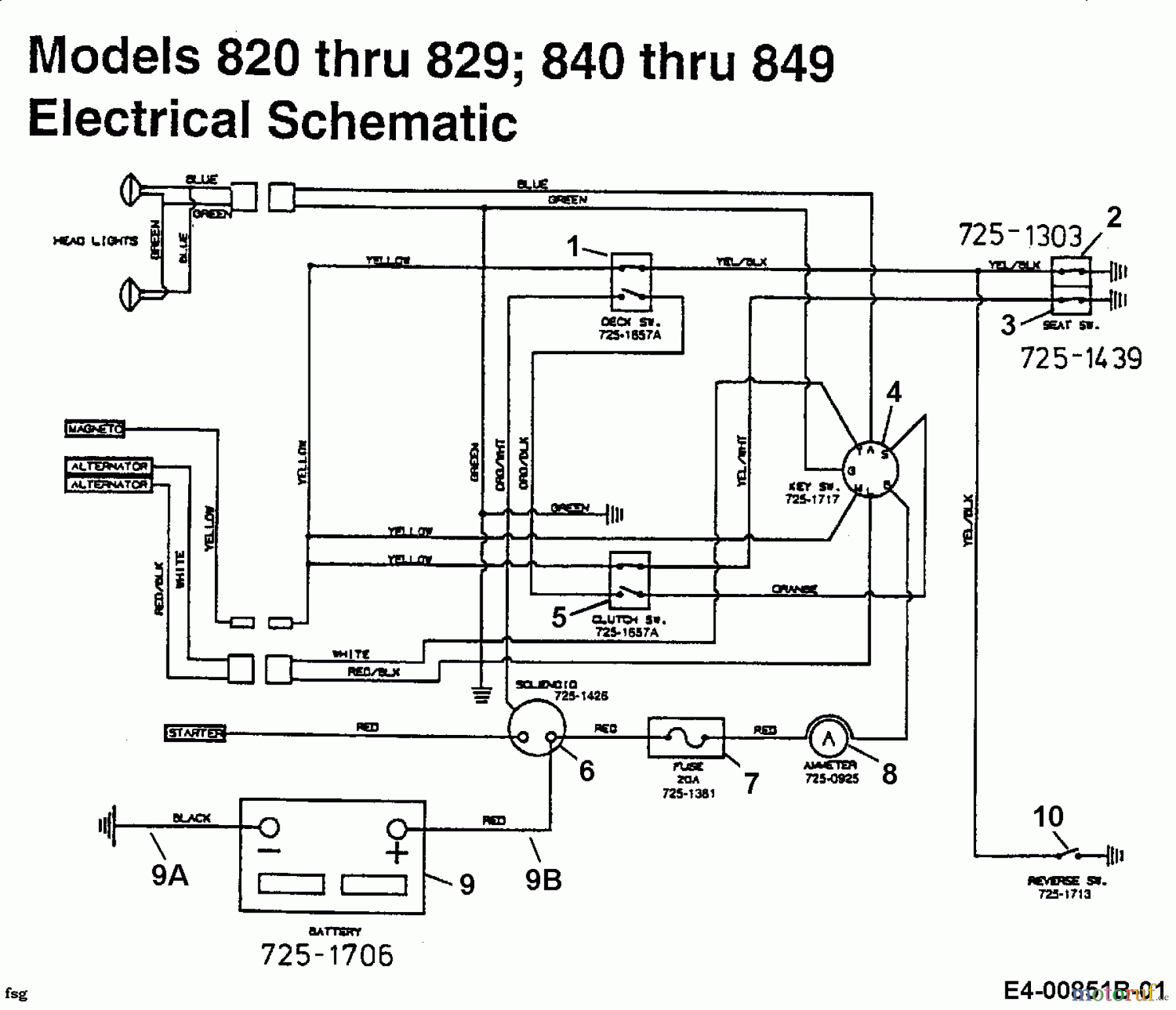  MTD Gartentraktoren G 185 14AI848H678  (2000) Schaltplan