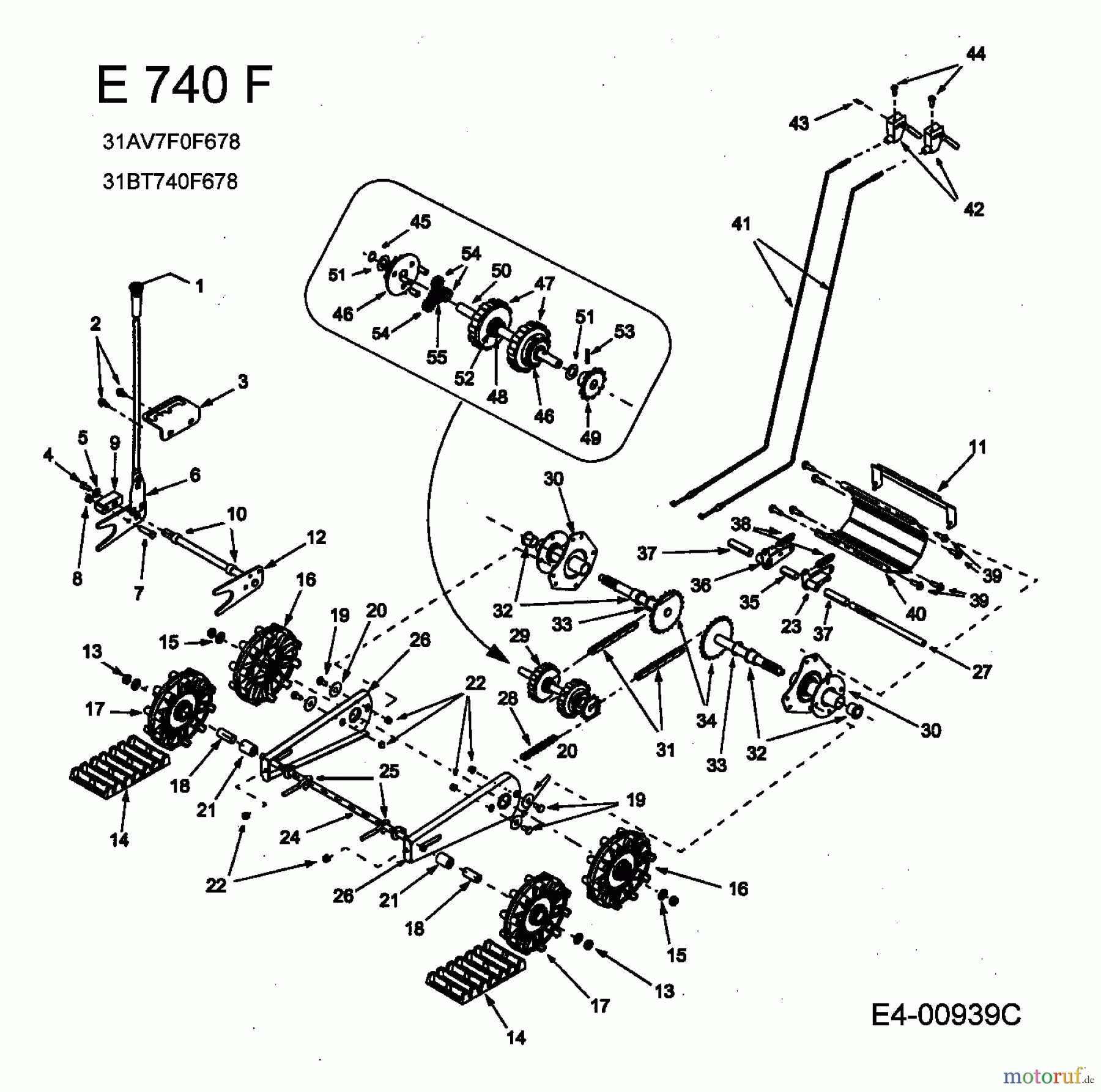  MTD Snow throwers E 740 F 31AE740F678  (2001) Track drive
