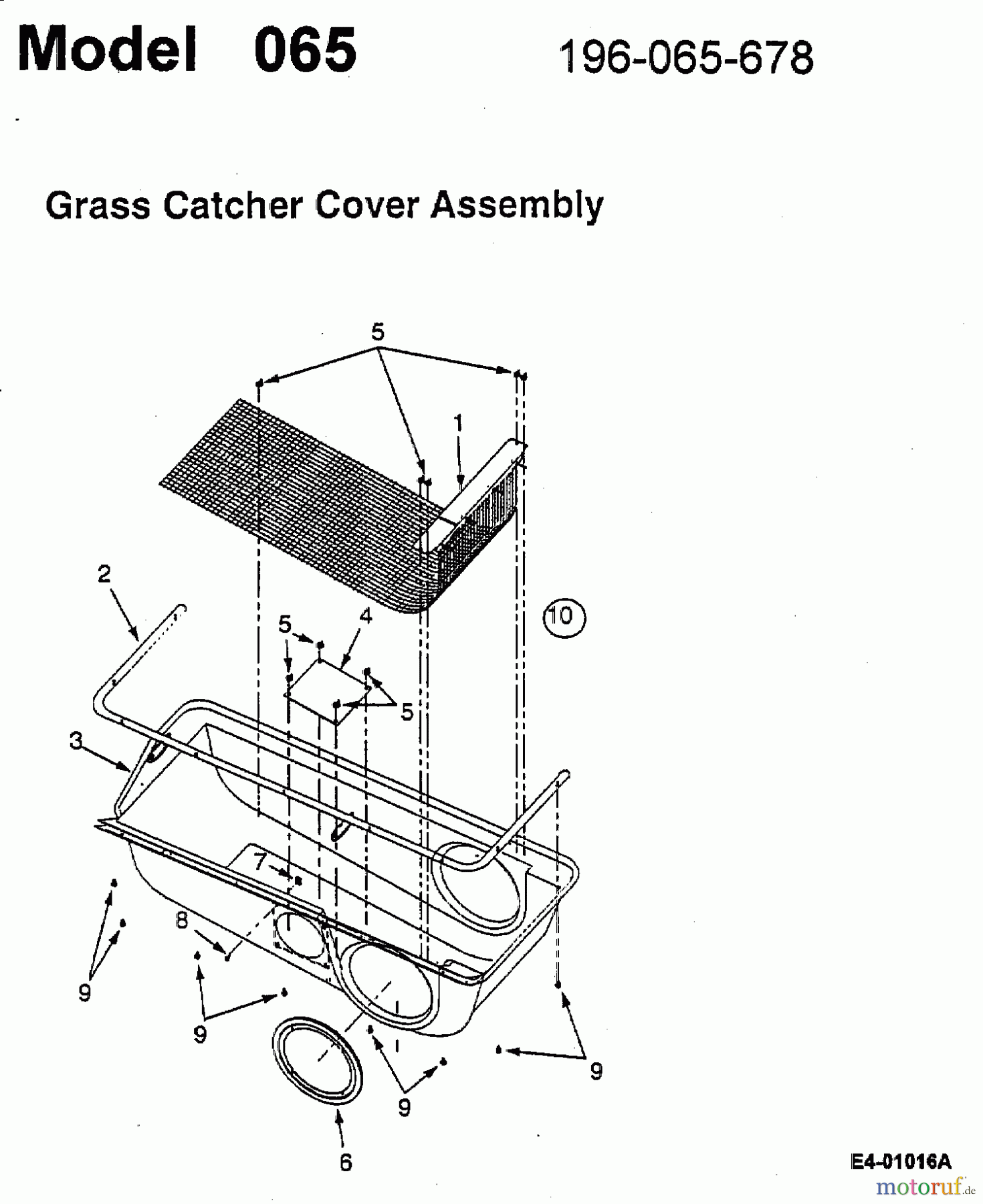  MTD Accessories Accessories garden and lawn tractors Grass catcher for 400 series 190-065-678  (1998) Cover grass bag