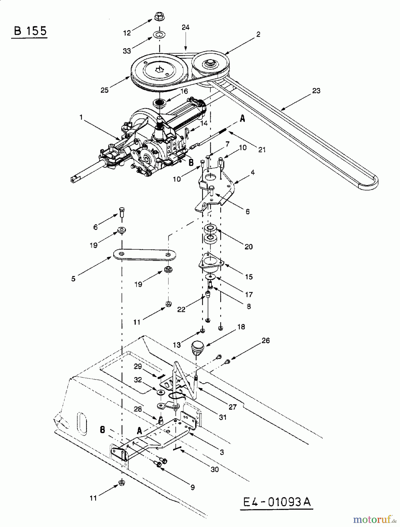 MTD Rasentraktoren B 155 13AA688G678  (2003) Fahrantrieb