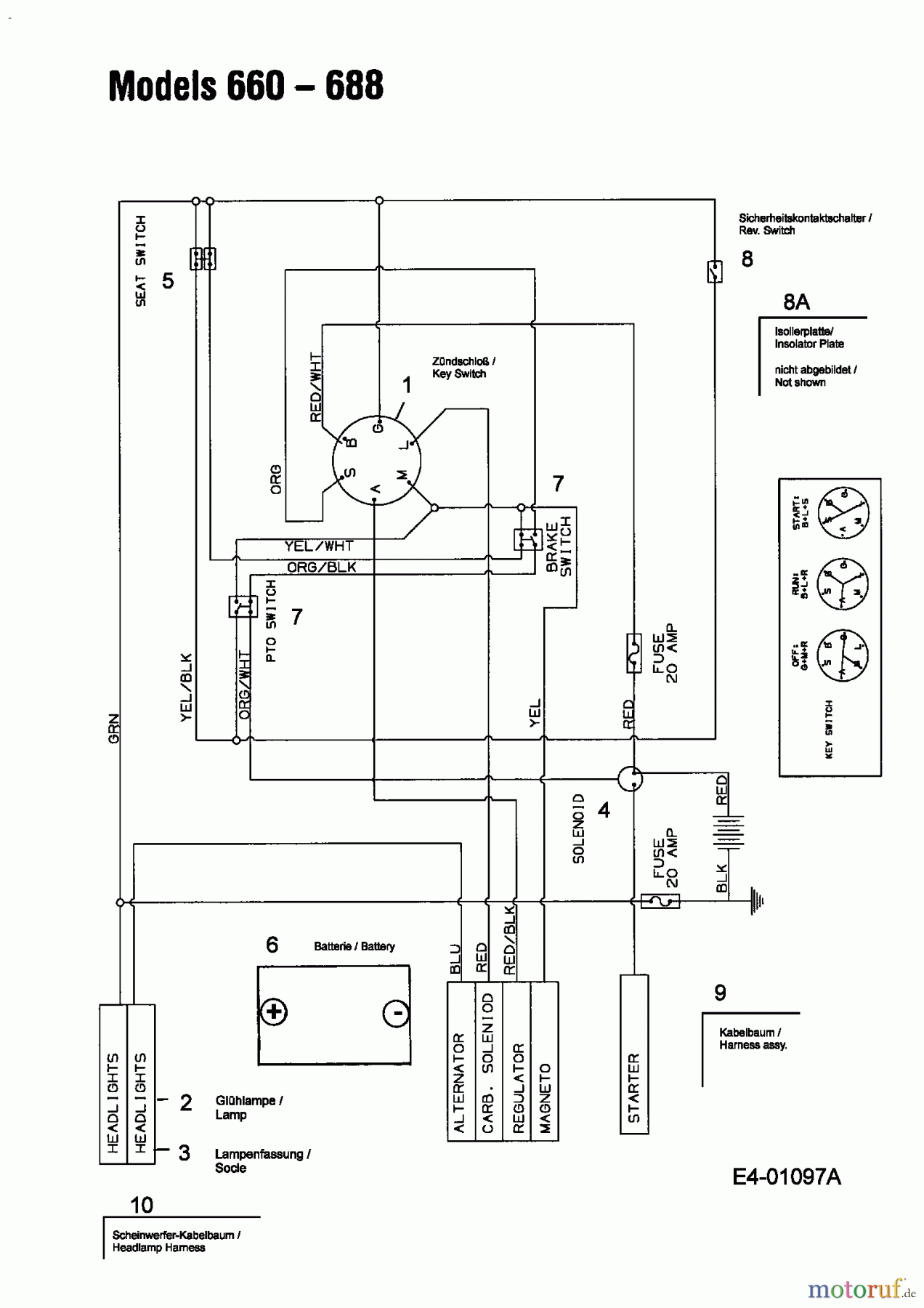  MTD Rasentraktoren B 155 13AA688G678  (2004) Schaltplan