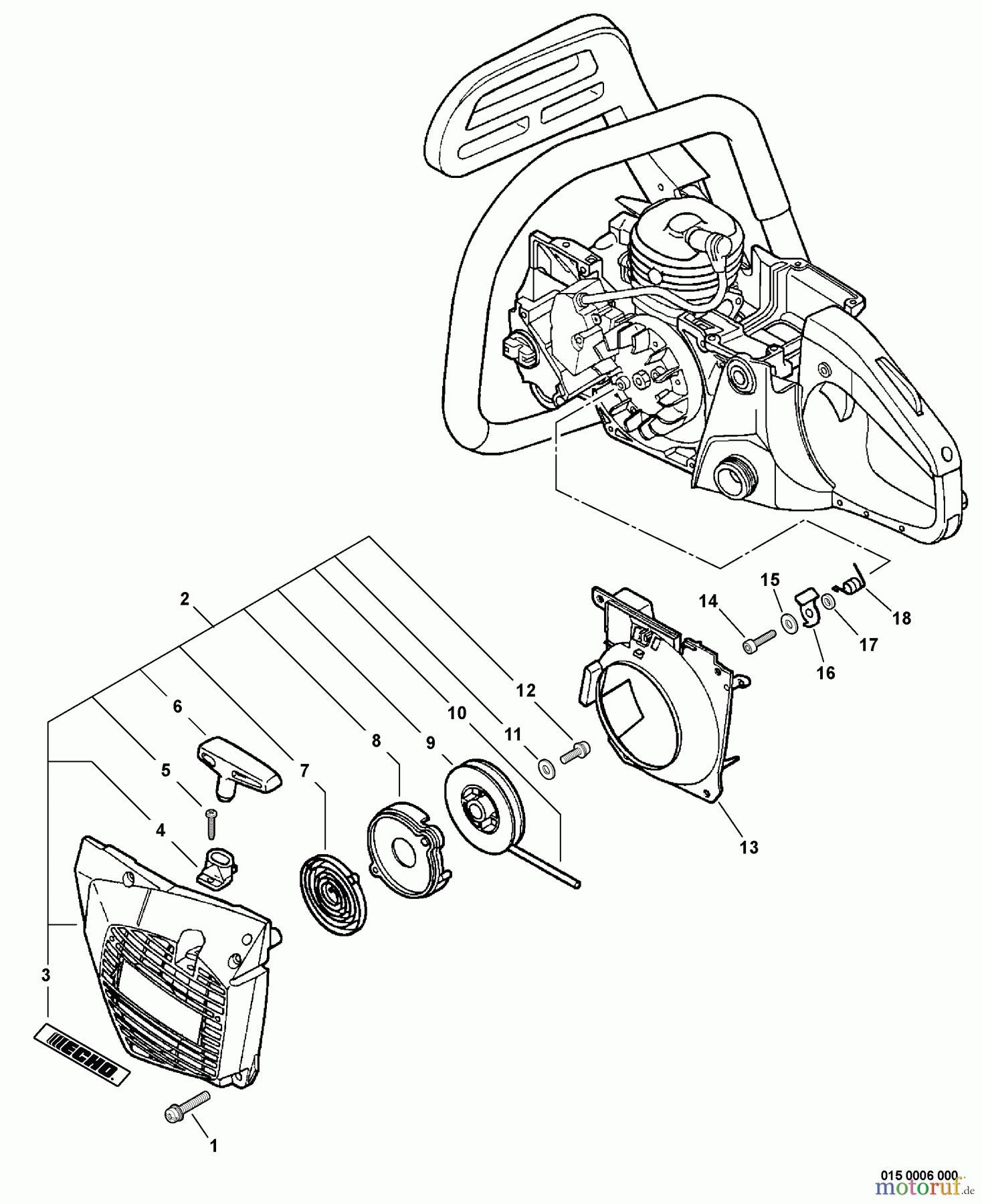  Echo Sägen, Kettensägen CS-520 - Echo Chainsaw, S/N: C09312001001 - C09312999999 Starter