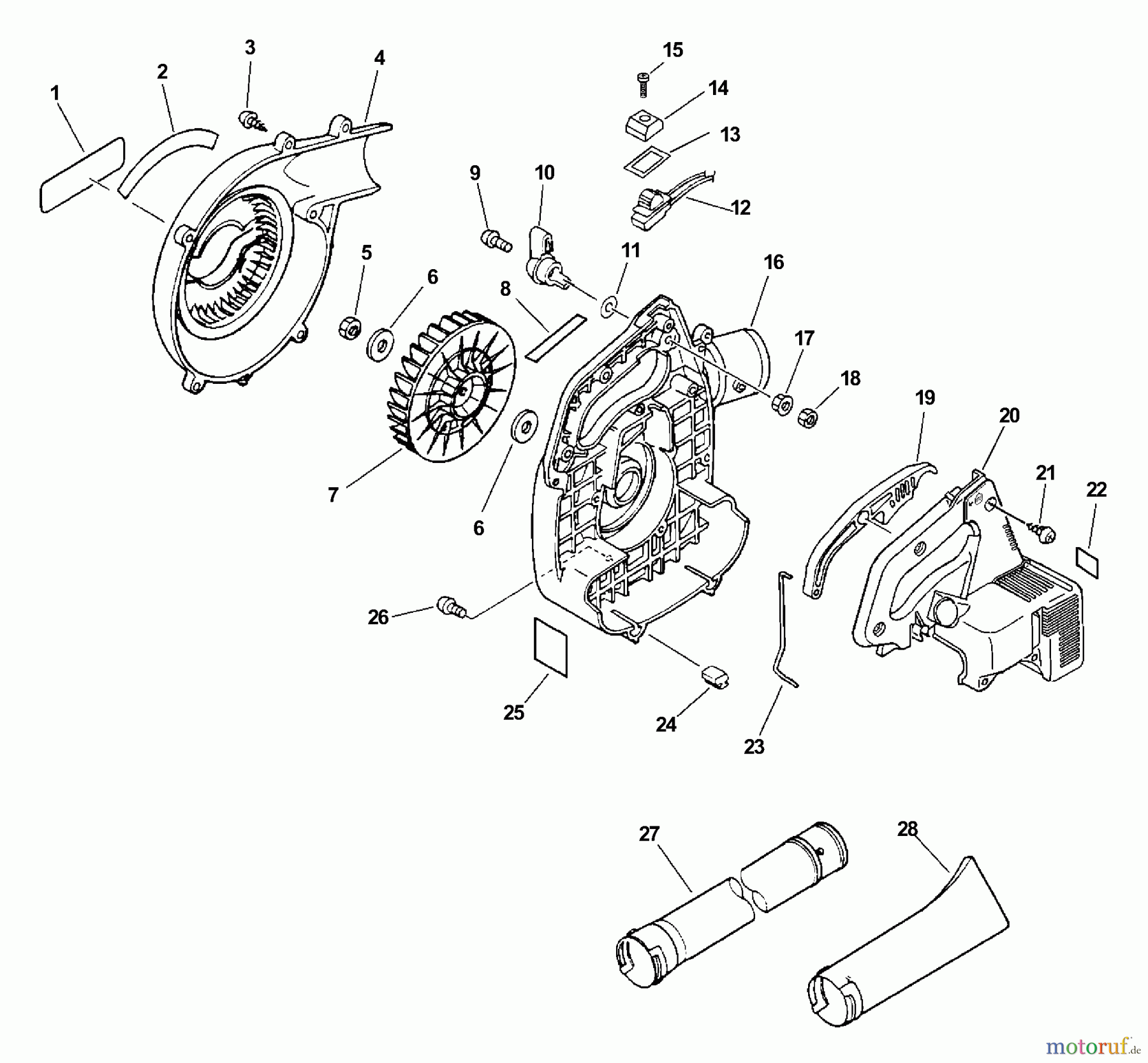  Echo Bläser / Sauger / Häcksler / Mulchgeräte	 PB-2100 - Echo Hand Held Blower (Type 1E) Fan Case, Blower Pipe