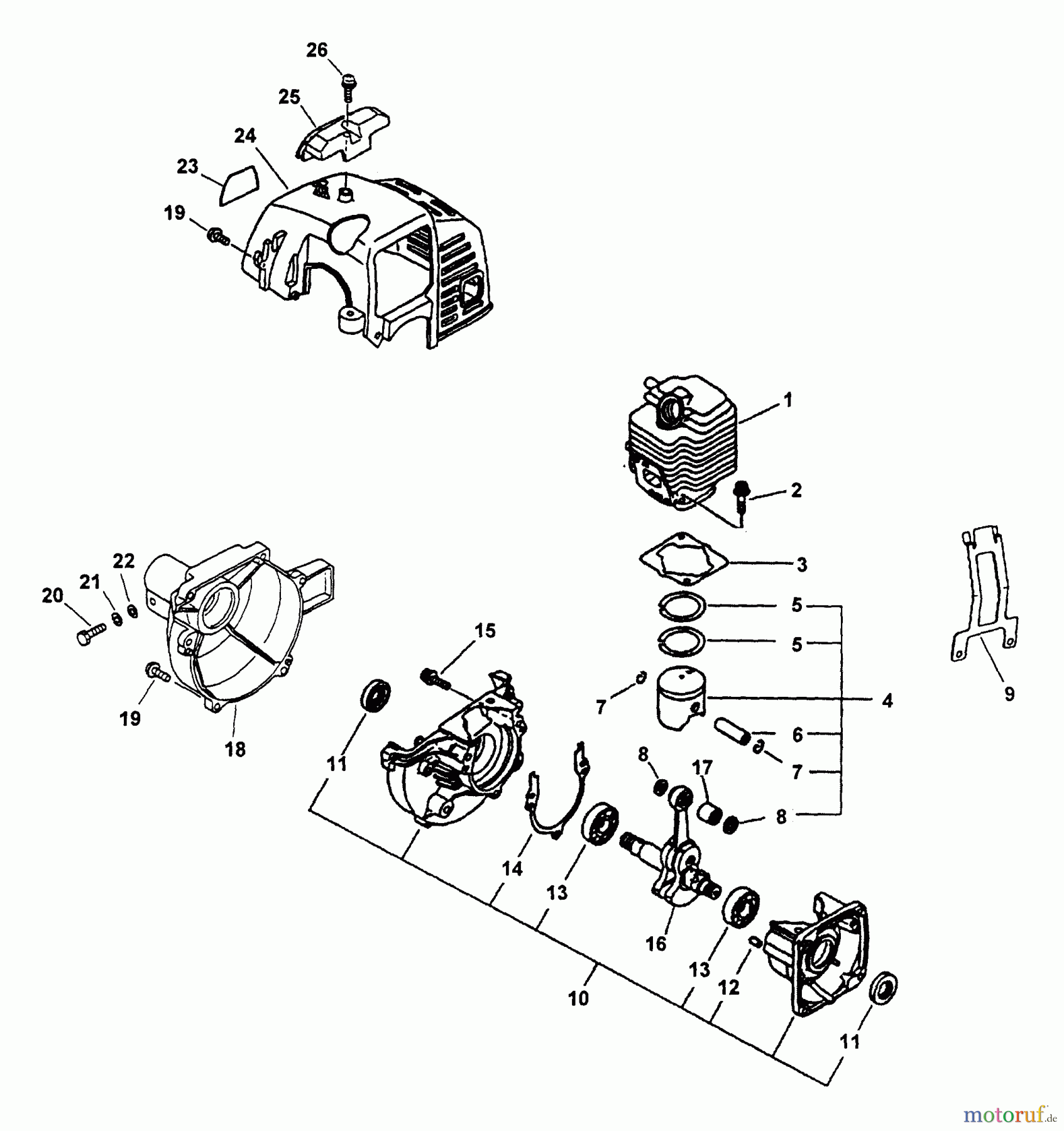  Echo Hochentaster PP-1400 - Echo Pole Saw / Pruner (Type 1) Crankcase, Engine, Engine Cover, Fan Case