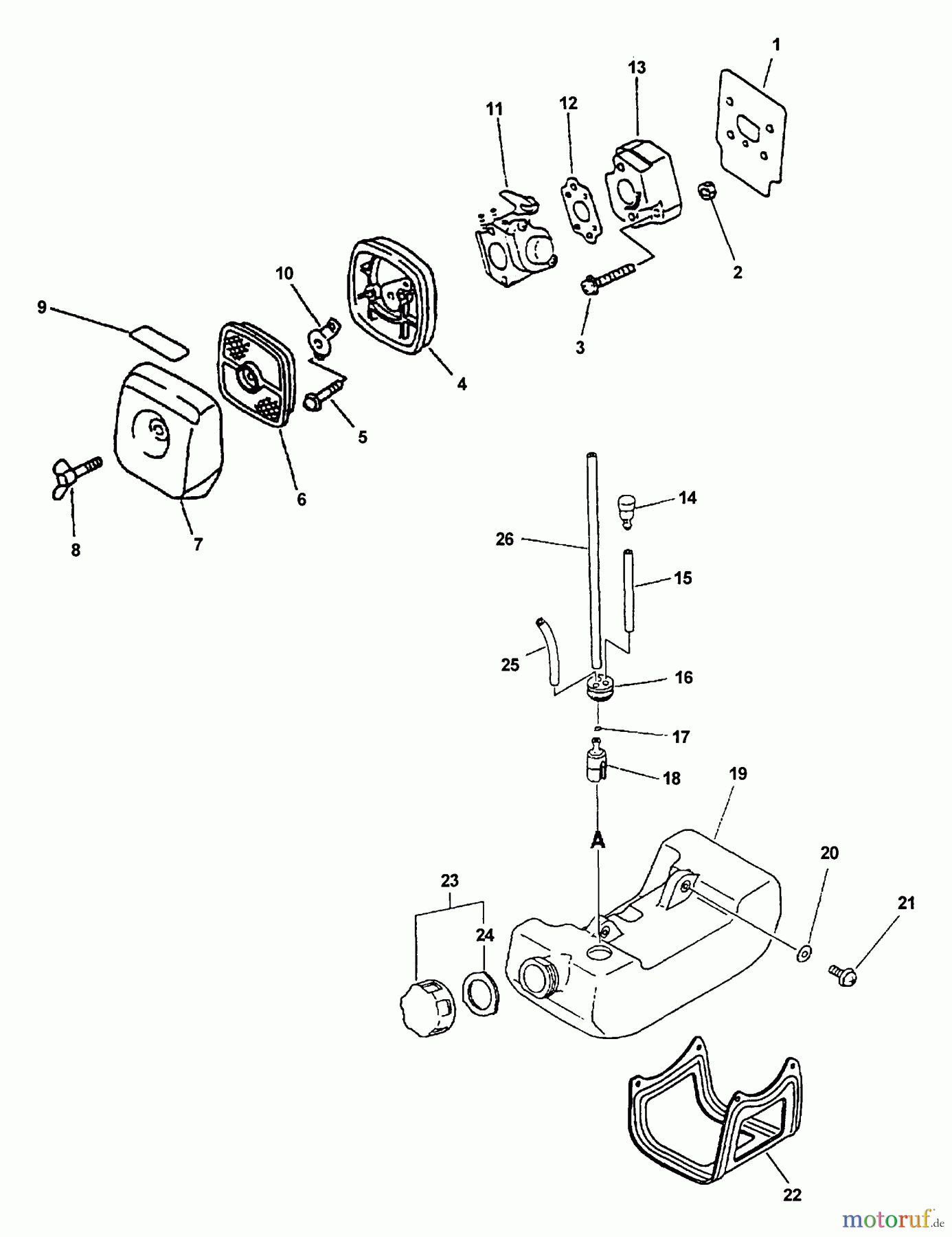 Echo Hochentaster PPF-2110 - Echo Pole Saw / Pruner, S/N: 001001 - 506099 (Type 1E) Intake, Air Filter, Fuel System