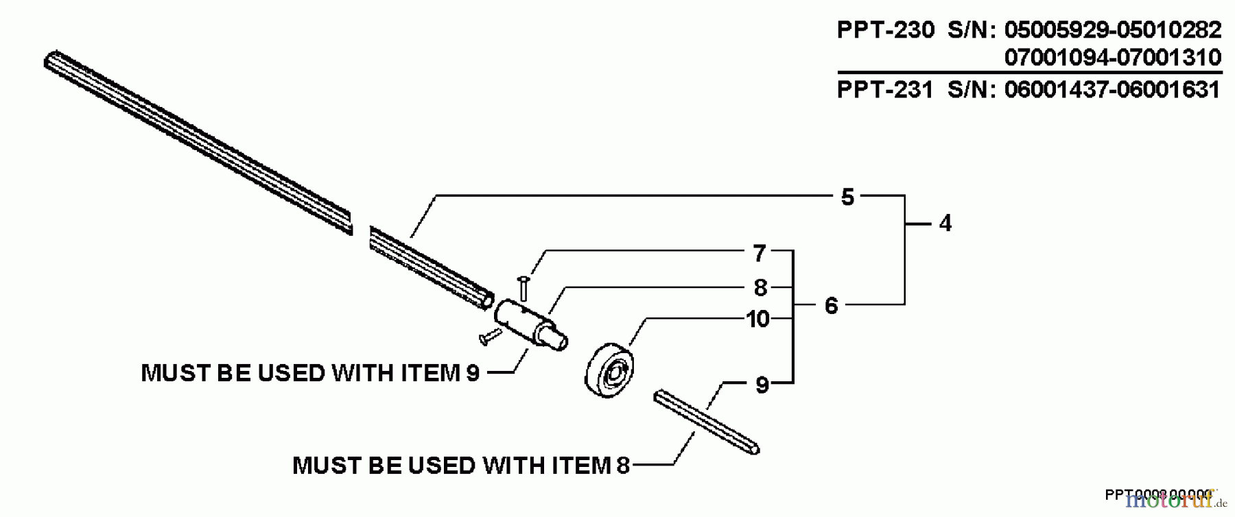  Echo Hochentaster PPT-231 - Echo Pole Saw / Pruner, S/N: 06001001 - 06999999 Driveshaft, Connector  S/N: 06001438 - 06001631