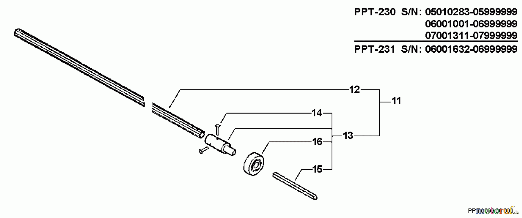 Echo Hochentaster PPT-230 - Echo Pole Saw / Pruner, S/N: 05001001 - 05999999 Driveshaft, Connector  S/N: 05010283 - 05999999