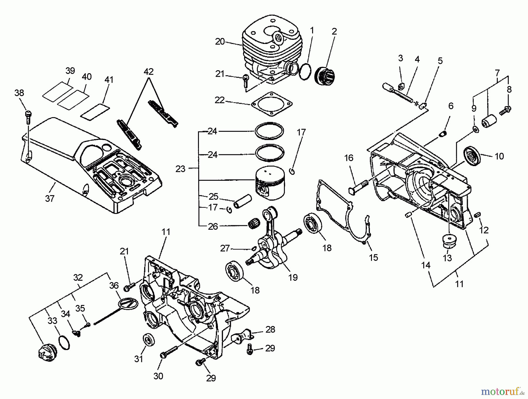  Echo Rettungssäge QV-6700 - Echo Quick Vent Chain Saw (Type 1 ) Engine, Crankcase, Cylinder, Piston