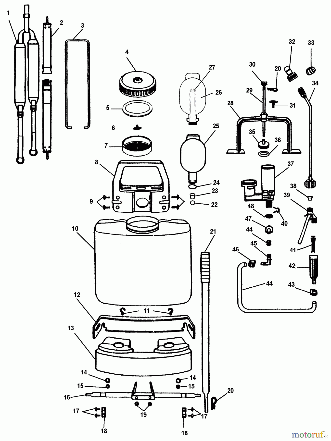 Echo Pflanzenschutzspritzen MS-5 - Echo Manual Sprayer Gear Case Housing, Brush Asy, Driveshaft Housing Asy