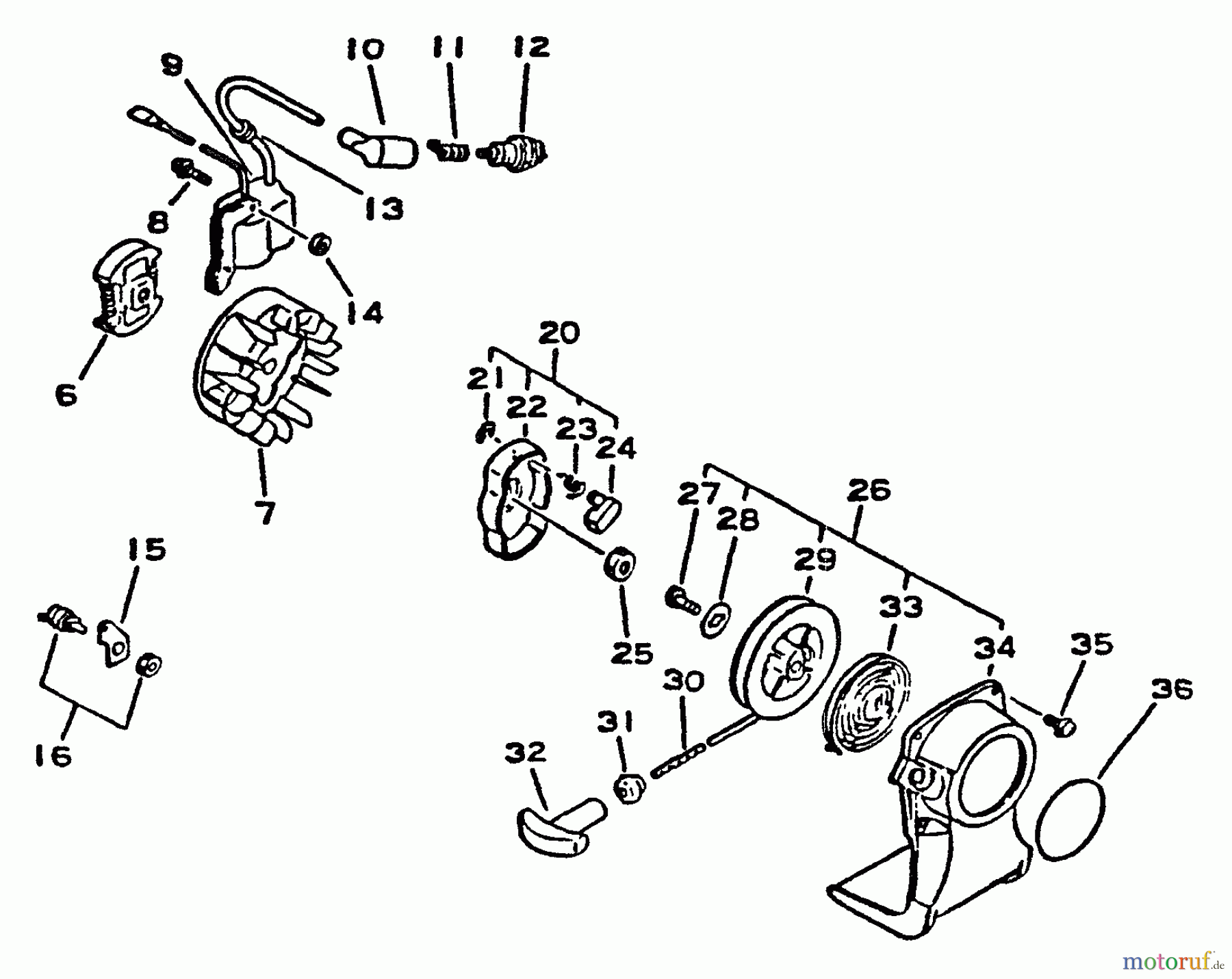  Echo Trimmer, Faden / Bürste GT-1100 - Echo String Trimmer, S/N:001001 - 077000 Starter, Ignition, Stop Switch, Clutch