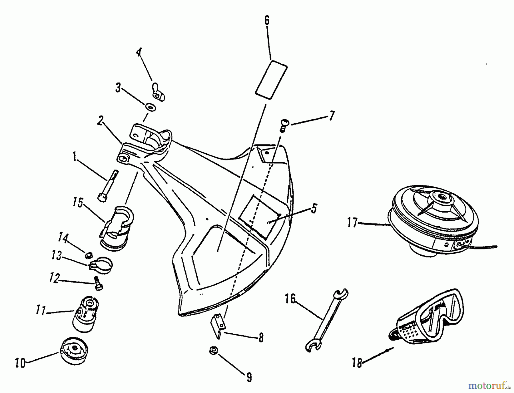 Echo Trimmer, Faden / Bürste GT-1100 - Echo String Trimmer, S/N:098001 - 126000 Gear Case, Shield, Tool, Accessories