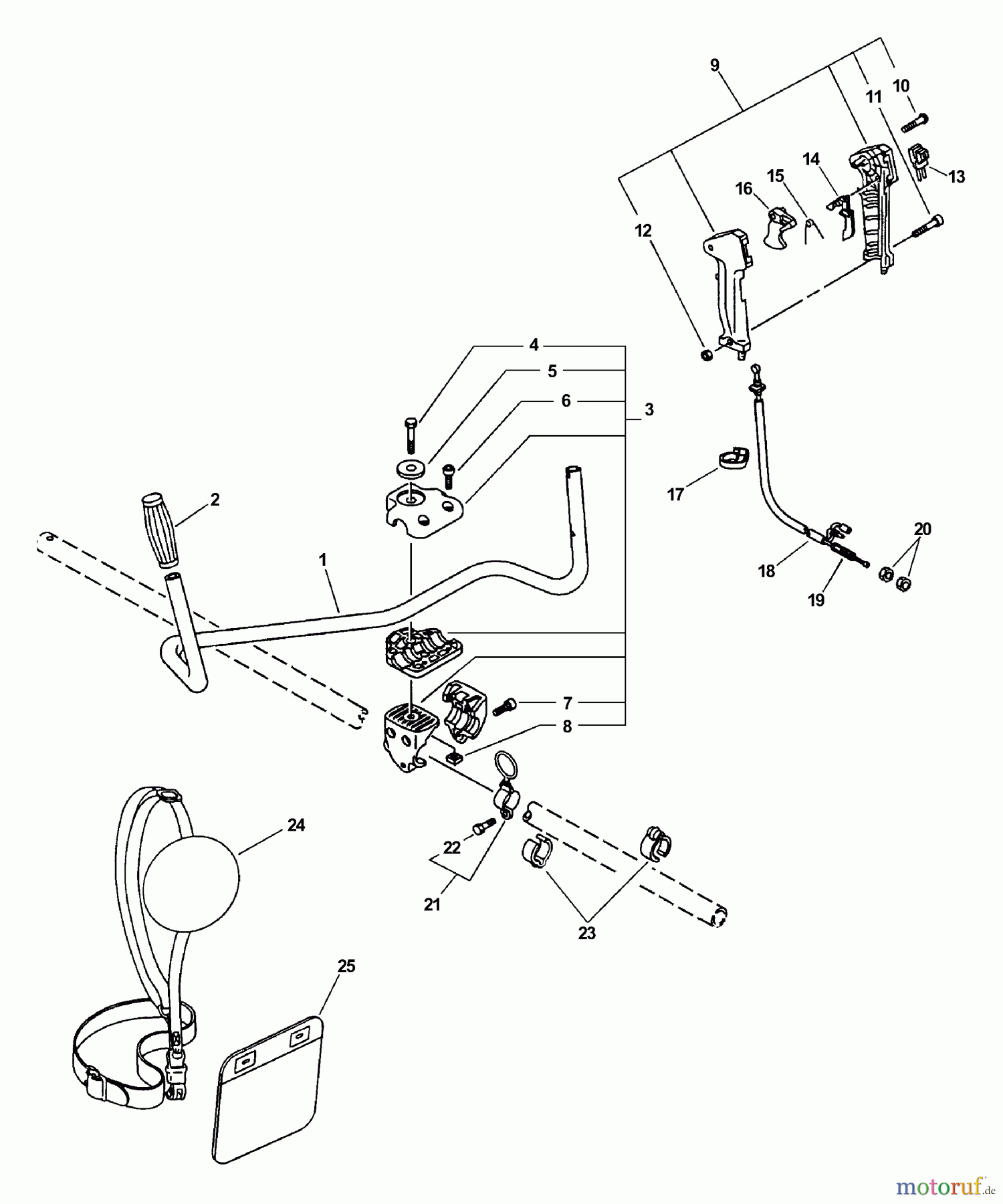  Echo Trimmer, Faden / Bürste SRM-2410 - Echo String Trimmer (Type 1E) Driveshaft, Handles, Throttle, Stop Switch, Harness  S/N: 503954 - 599999