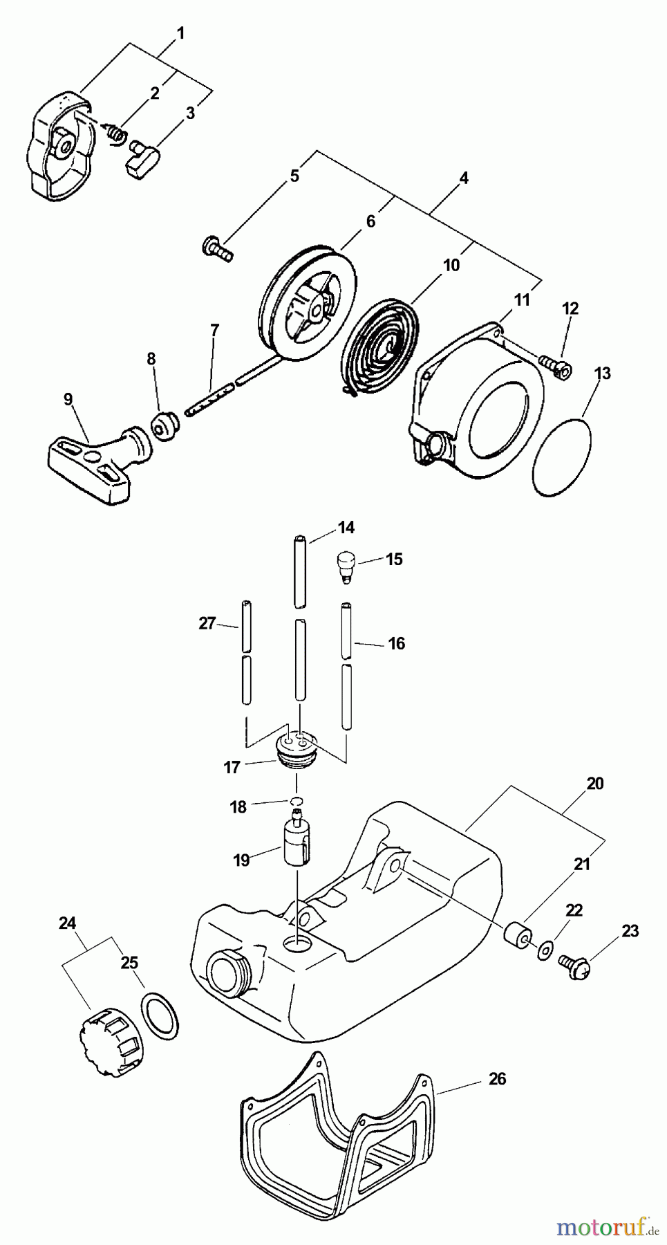  Echo Trimmer, Faden / Bürste SRM-2410 - Echo String Trimmer (Type 1E) Starter, Fuel System