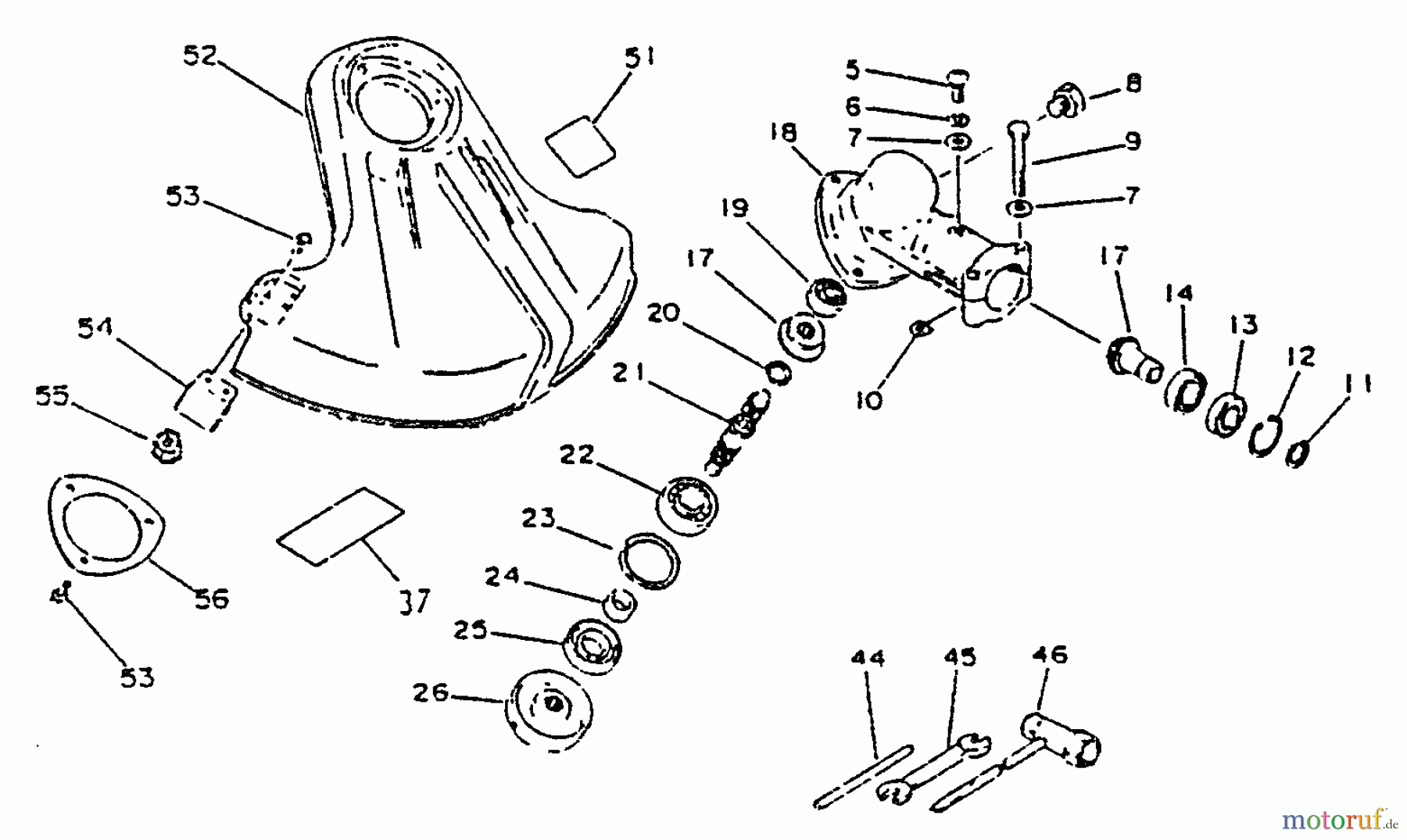 Echo Trimmer, Faden / Bürste SRM-2502 - Echo String Trimmer, S/N:0010201 - 0025000 Gear Case, Shield, Tools