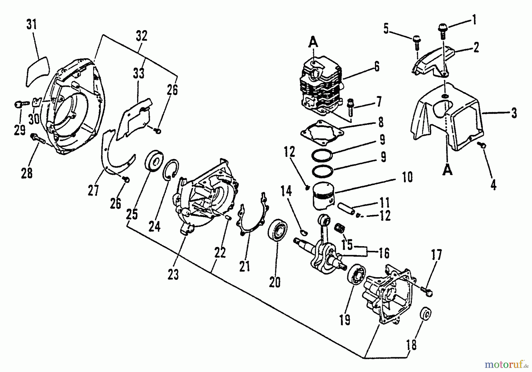 Echo Trimmer, Faden / Bürste SRM-2510 - Echo String Trimmer, S/N:061969 - 079351 Engine, Crankcase, Fan Housing, Cover