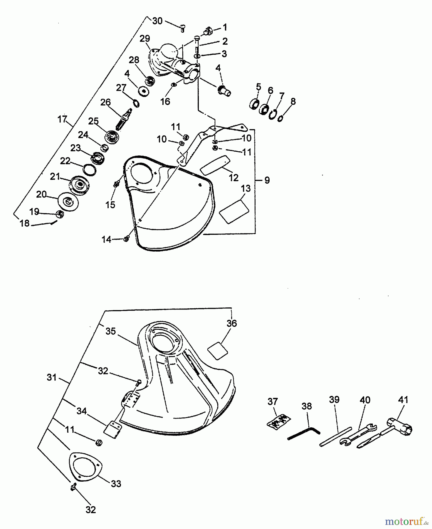  Echo Trimmer, Faden / Bürste SRM-3400 - Echo String Trimmer (Type 1) Gear Case, Shield, Tools