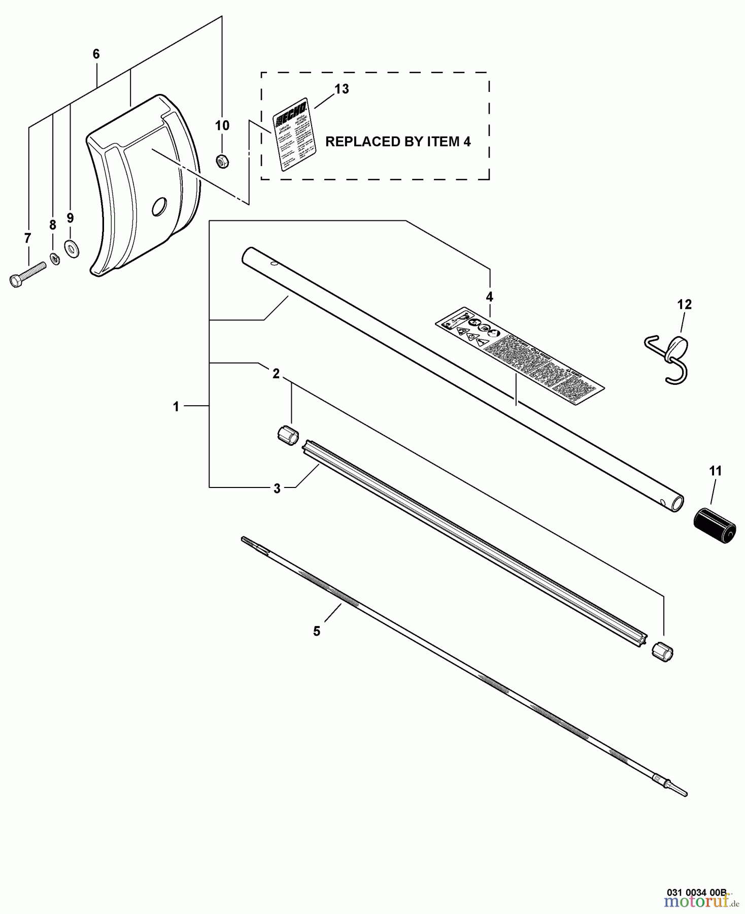 Echo Trimmer Zubehör 99944200510 - Echo Cultivator Attachment Main Pipe Assembly, Shield