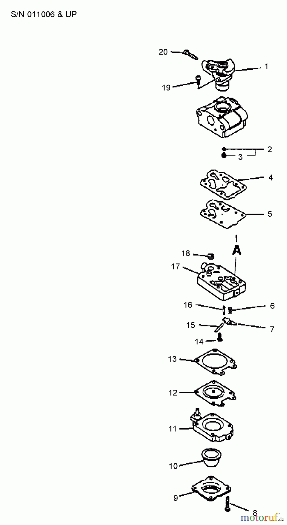  Echo Bohrer / Erdbohrer ED-2000 - Echo Engine Drill (Type 1) Carburetor  S/N: 011006 - 999999