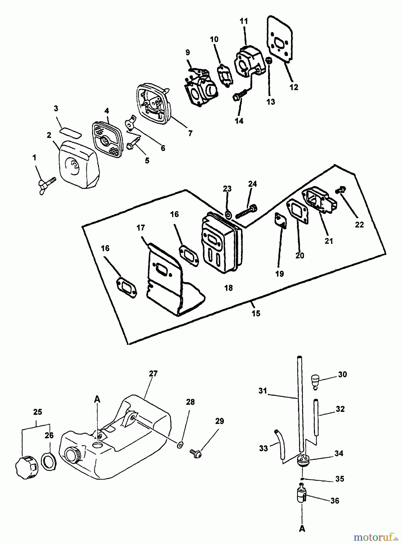 Echo Kantenschneider PE-2000 - Echo Edger (Type 1E) Intake, Air Filter, Exhaust