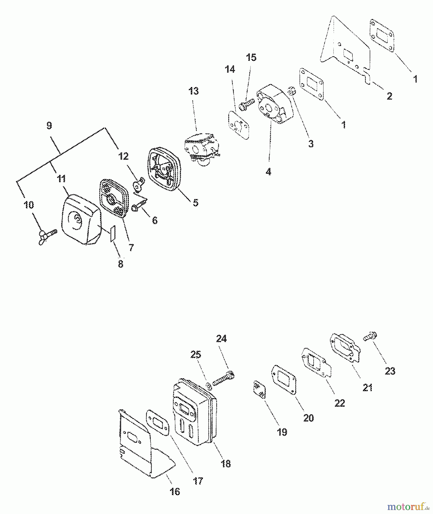  Echo Bläser / Sauger / Häcksler / Mulchgeräte	 ES-2100 - Echo Shredder/Vacuum (Type 1E) Intake, Air Cleaner, Exhaust