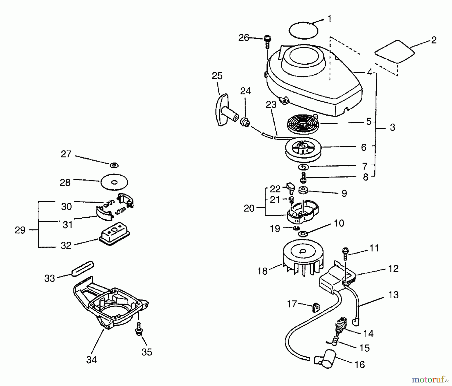  Echo Heckenscheren HC-1600 - Echo Hedge Trimmer (Type 1E) Clutch, Ignition, Starter