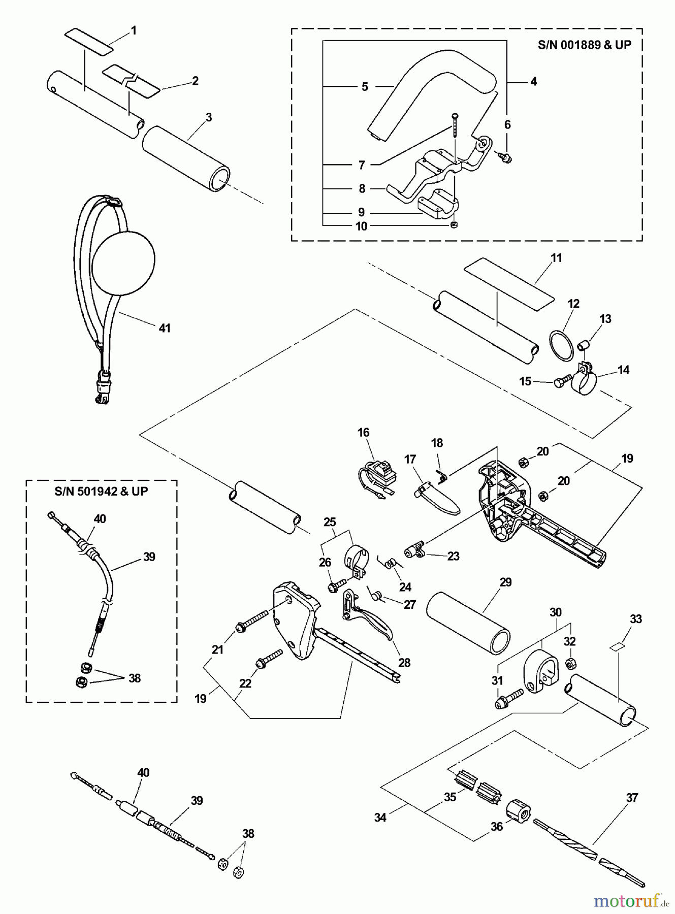  Echo Heckenscheren HCA-2400 - Echo Hedge Trimmer Driveshaft, Handles, Ignition Switch, Throttle