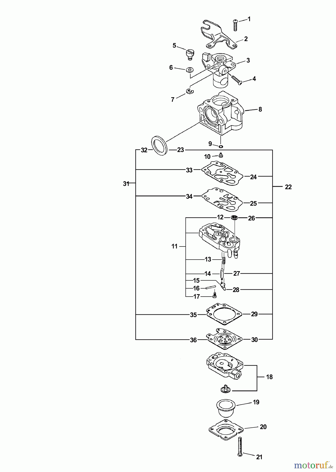  Echo Heckenscheren HCA-261 - Echo Hedge Trimmer, S/N: 06001001 - 06999999 Carburetor -- WYJ-315A  S/N: 06001001 - 06002544