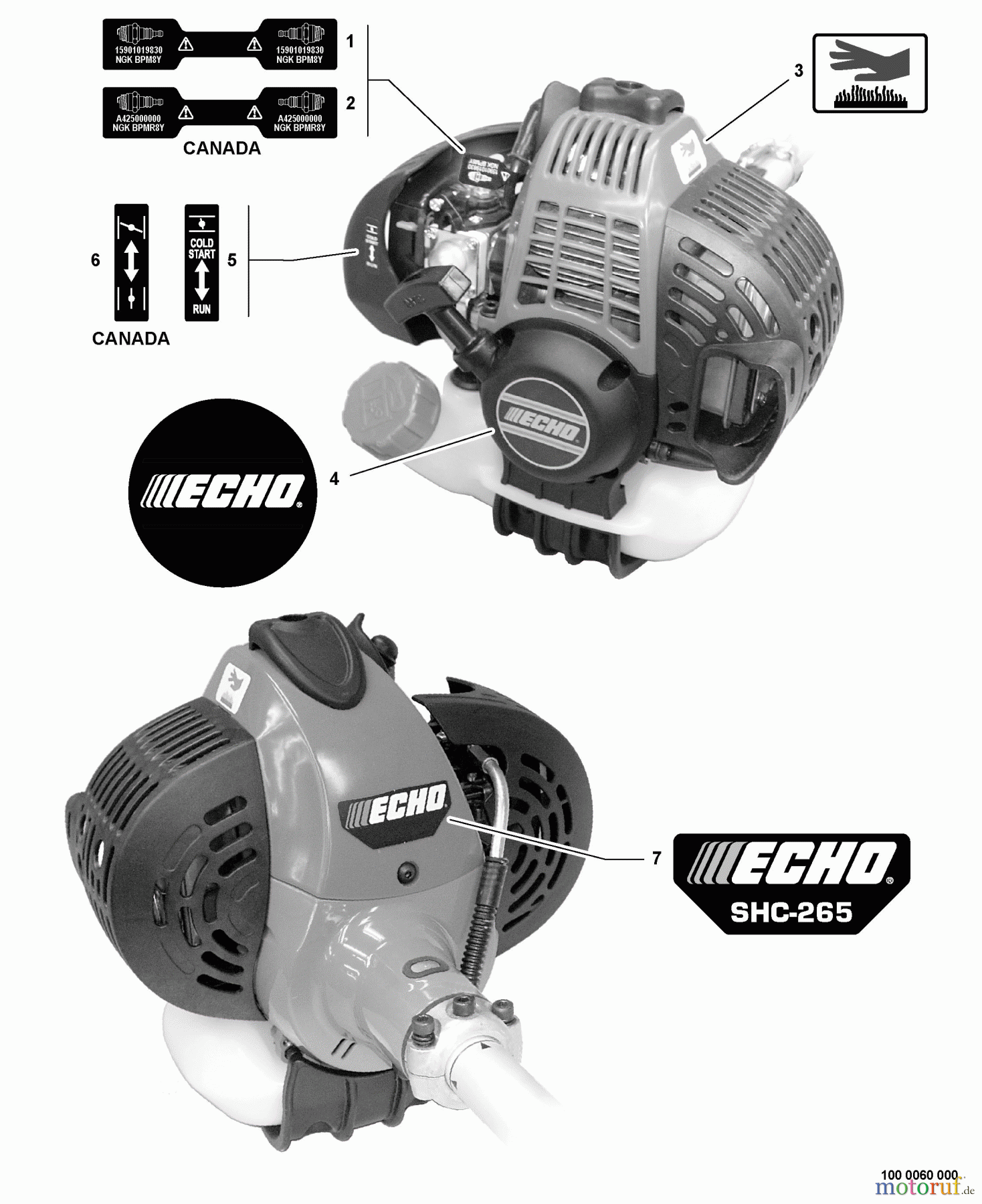  Echo Heckenscheren SHC-265 - Echo Shaft Hedge Trimmer, S/N: S85612001001 - S85612999999 Labels