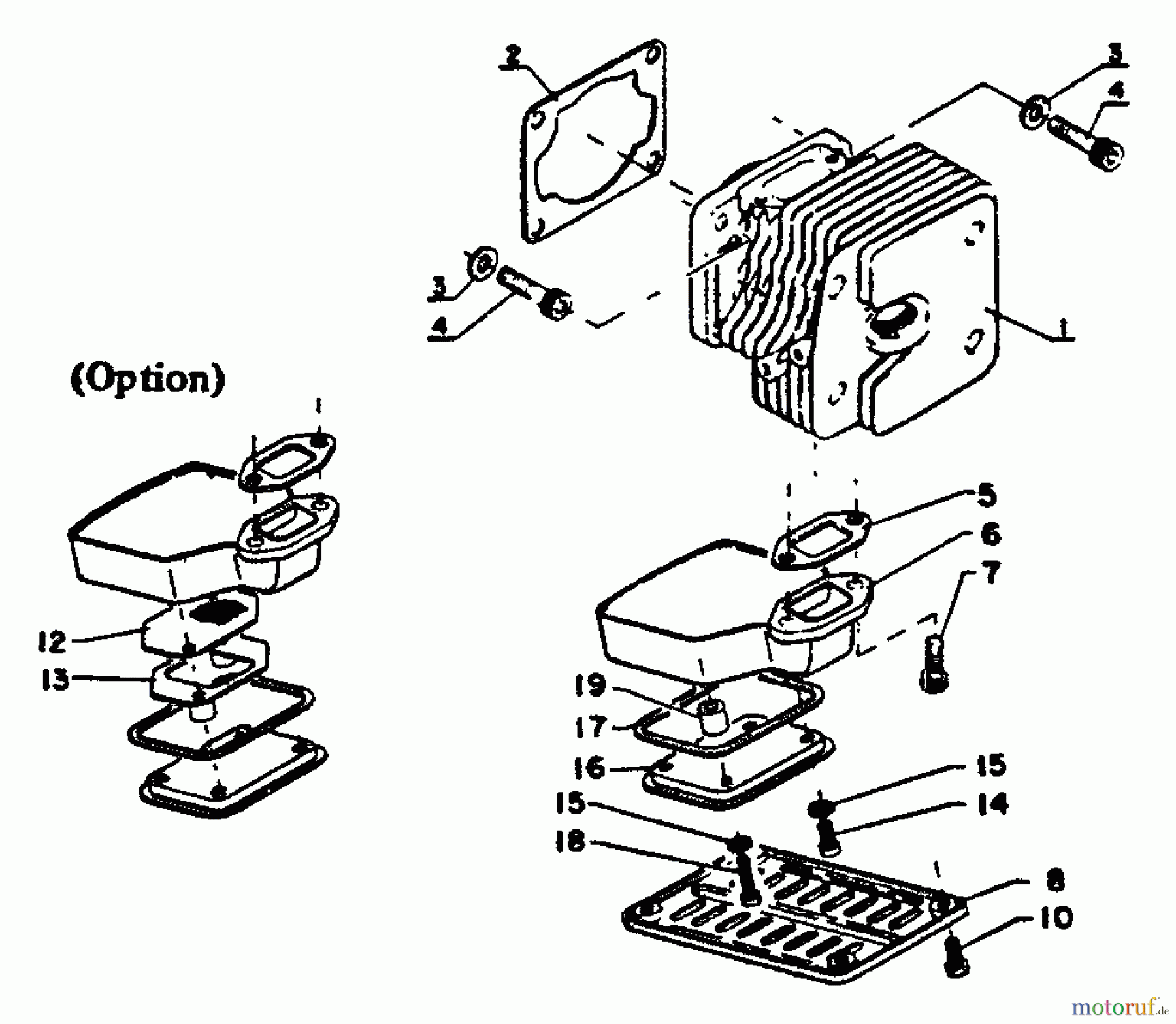 Echo Sägen, Kettensägen CS-302S - Echo Chainsaw, S/N: 00000 - 17500 External Engine, Exhaust