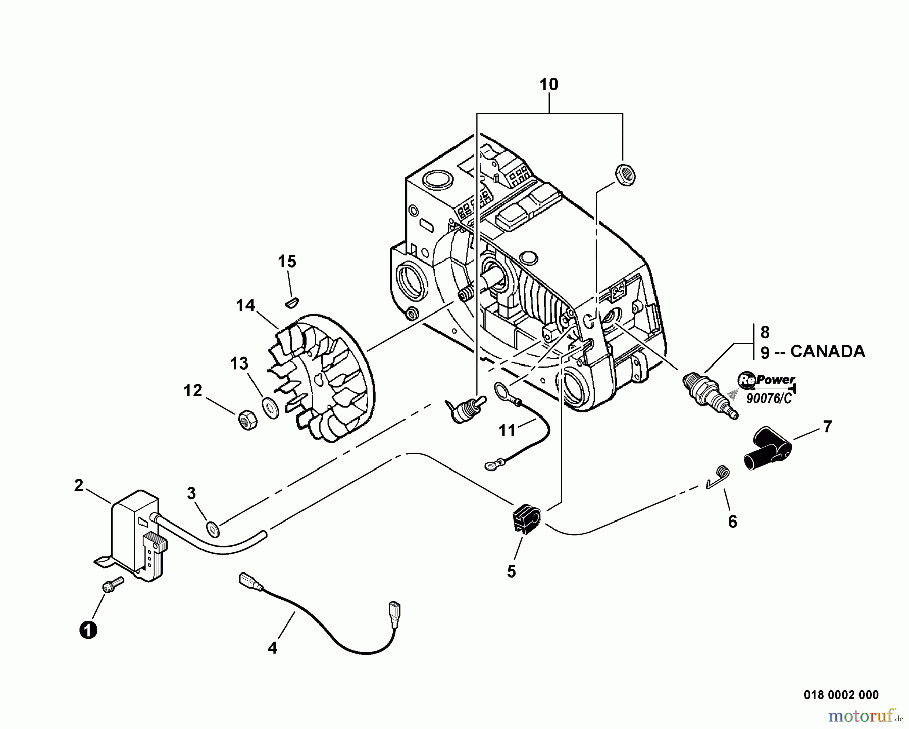 Echo Sägen, Kettensägen CS-341 - Echo Chainsaw, S/N: 02001001 - 02999999 Ignition S/N: 02001001 - 02008444