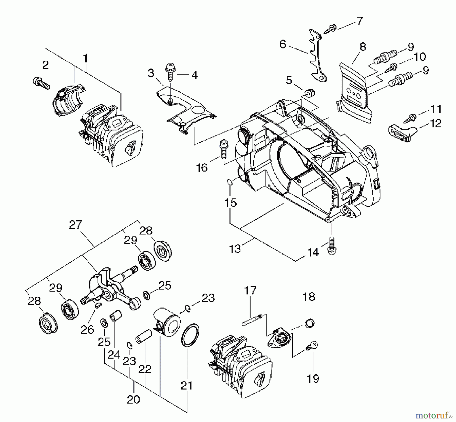  Echo Sägen, Kettensägen CS-350TES - Echo Chainsaw, S/N: C24126001001 - C24126999999 Engine, Engine Housing