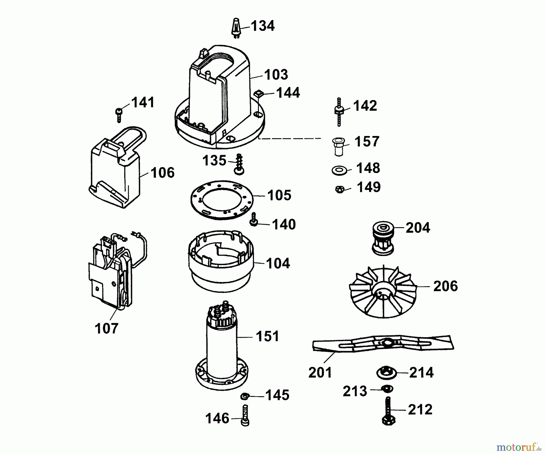  Wolf-Garten Battery mower Esprit 40 AC 4042000 Series B, C, D  (2003) Cover engine, Blade, Engine