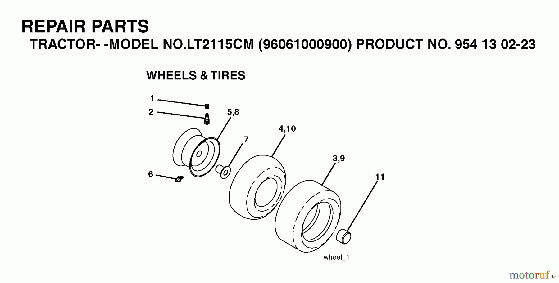Jonsered Rasen und Garten Traktoren LT2115 CM (96061000900) - Jonsered Lawn & Garden Tractor (2005-01) WHEELS TIRES