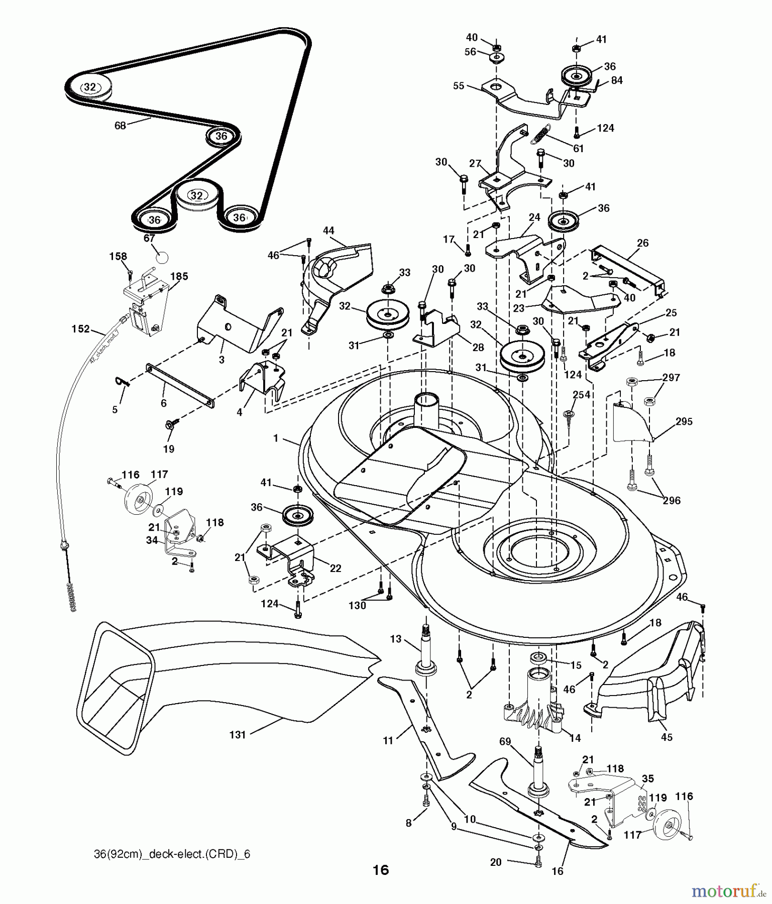  Jonsered Rasen  und Garten Traktoren LT2216 CM (96061019304) - Jonsered Lawn & Garden Tractor (2008-01) MOWER DECK / CUTTING DECK