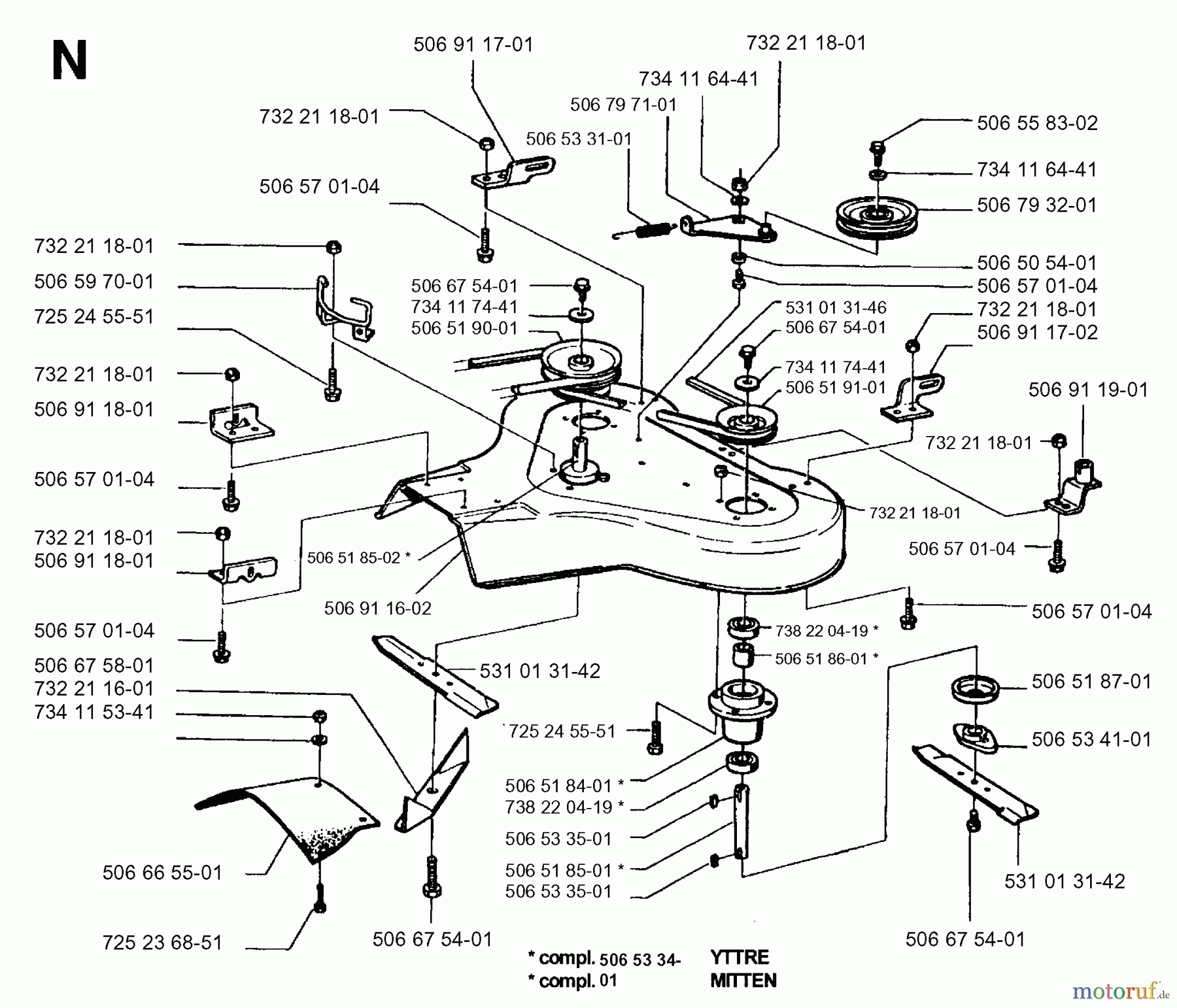  Jonsered Reitermäher FR13 (85CM) - Jonsered Rear-Engine Riding Mower (1997-01) 85CM CUTTING DECK