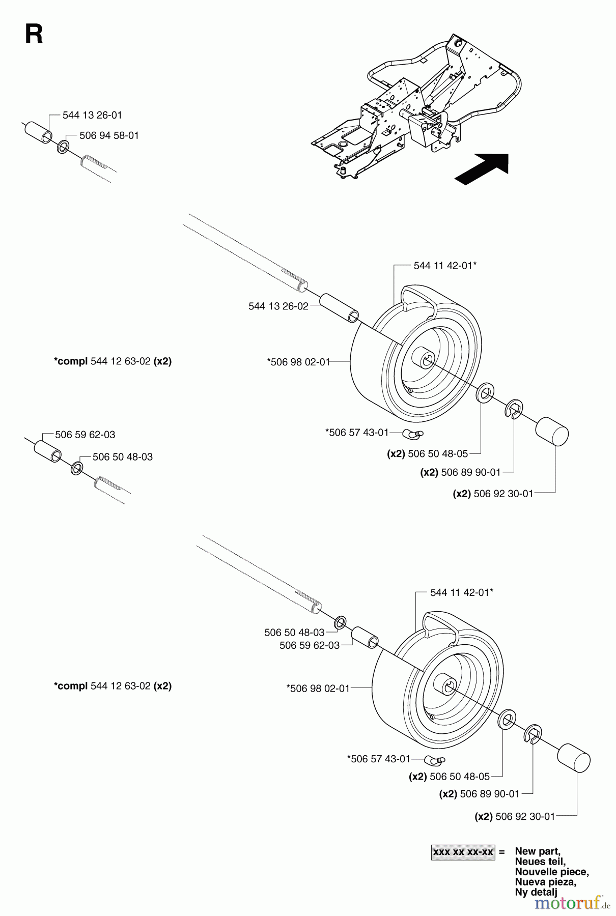  Jonsered Reitermäher FR2113 MA 4X4 - Jonsered Rear-Engine Riding Mower (2007-01) WHEELS TIRES
