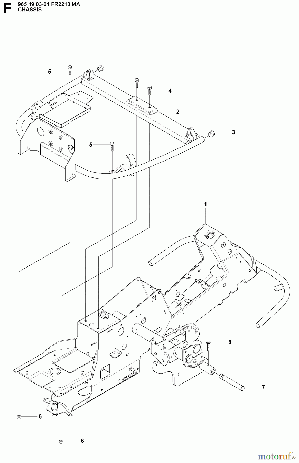  Jonsered Reitermäher FR2213 MA (965190301) - Jonsered Rear-Engine Riding Mower (2008-01) CHASSIS ENCLOSURES