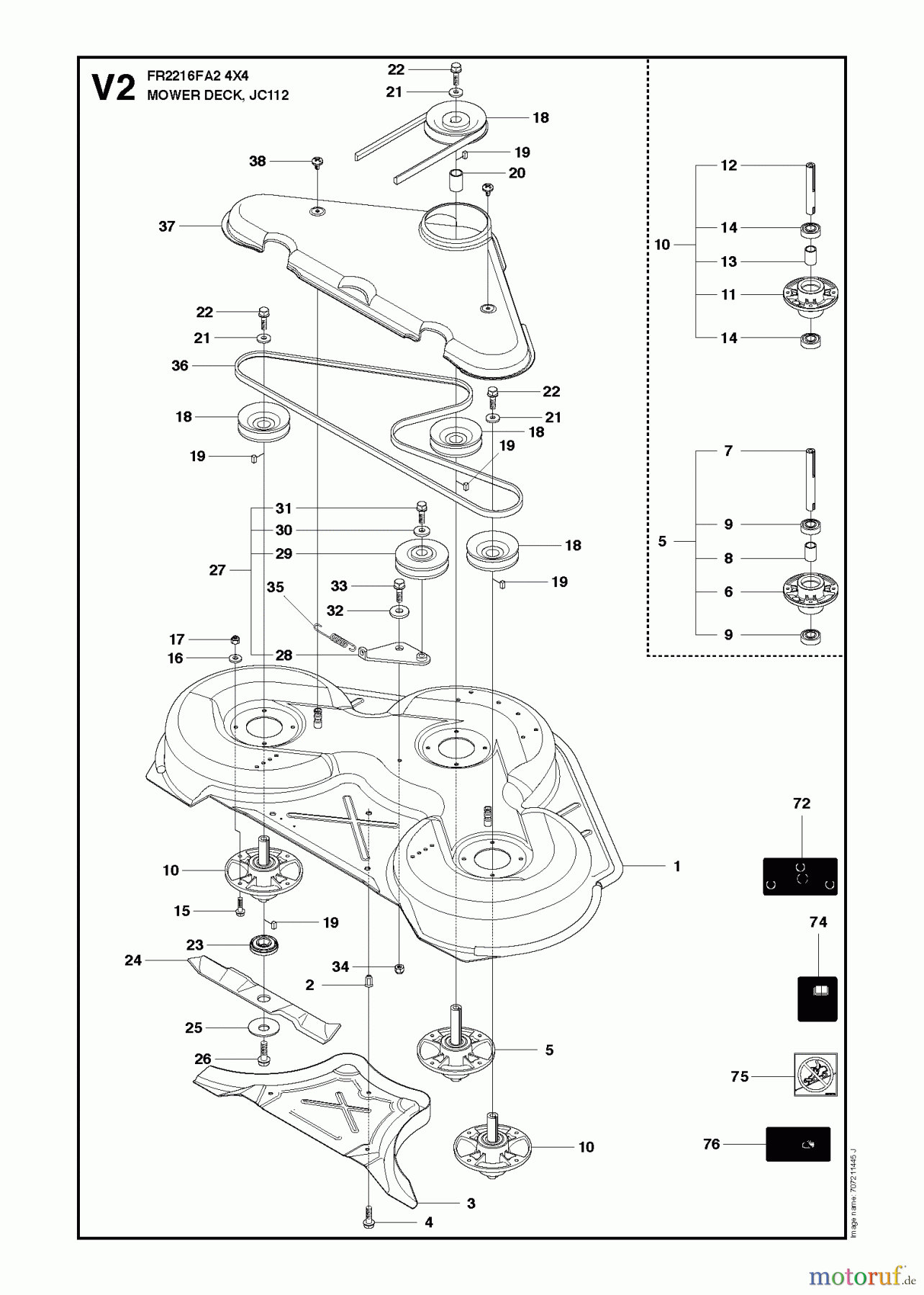  Jonsered Reitermäher FR2216 FA2 4x4 (966415201) - Jonsered Rear-Engine Riding Mower (2010-03) 44 /112CM CUTTING DECK #1