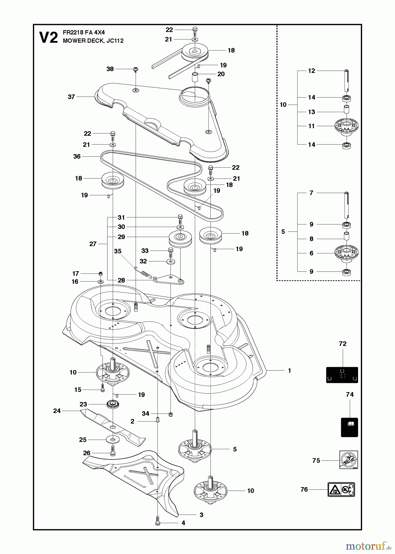  Jonsered Reitermäher FR2216 FA2 4x4 (966773901) - Jonsered Rear-Engine Riding Mower (2012) MOWER DECK / CUTTING DECK #2