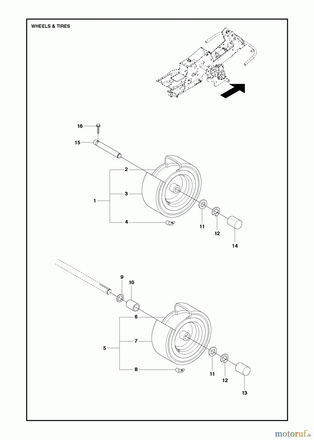  Jonsered Reitermäher FR2218 FA2 (967179301) - Jonsered Rear-Engine Riding Mower (2013) WHEELS TIRES