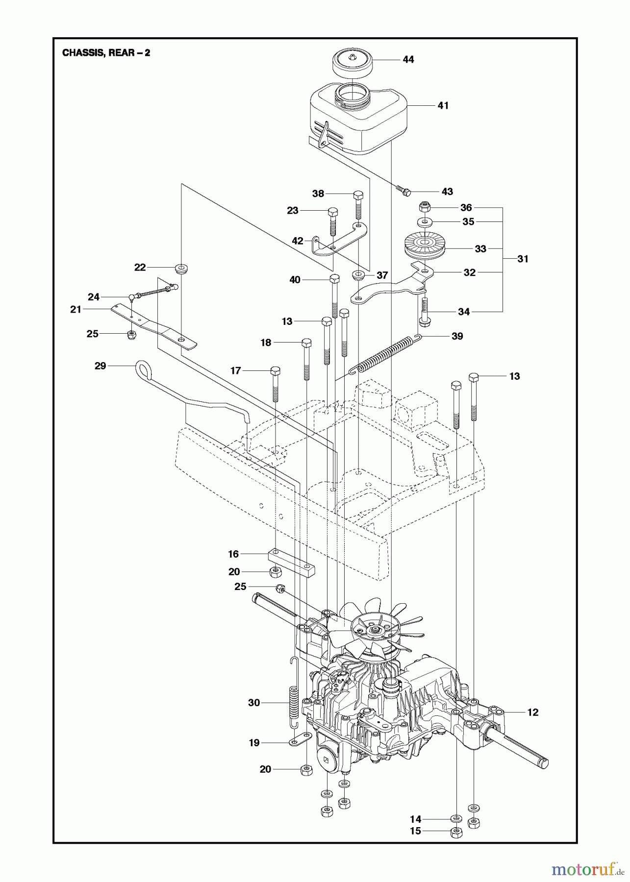  Jonsered Reitermäher FR2218 FA 4x4 (966773701) - Jonsered Rear-Engine Riding Mower (2013) CHASSIS REAR #1