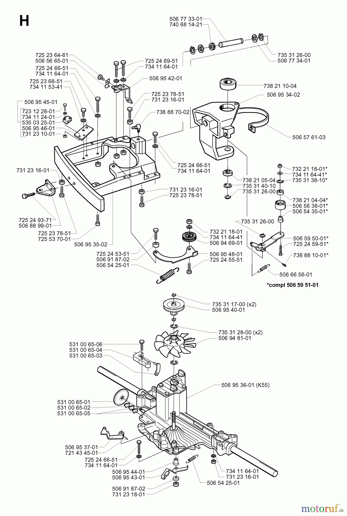  Jonsered Reitermäher FRM13 AUTOMATIC - Jonsered Rear-Engine Riding Mower (2000-01) TRANSMISSION