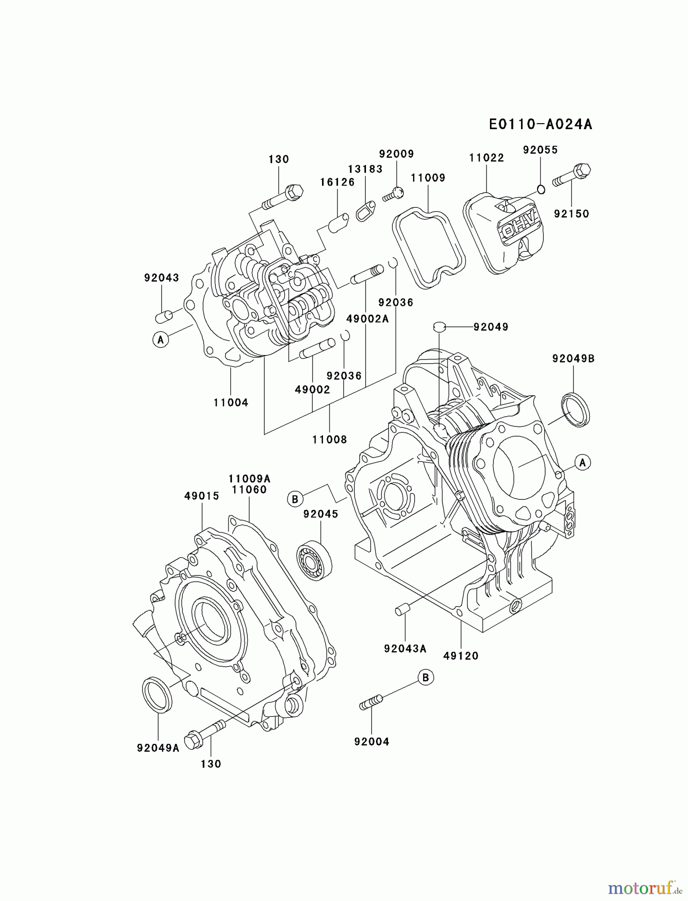  Kawasaki Motoren Motoren, Horizontal FE290D-AS07 - Kawasaki FE290D 4-Stroke Engine CYLINDER/CRANKCASE
