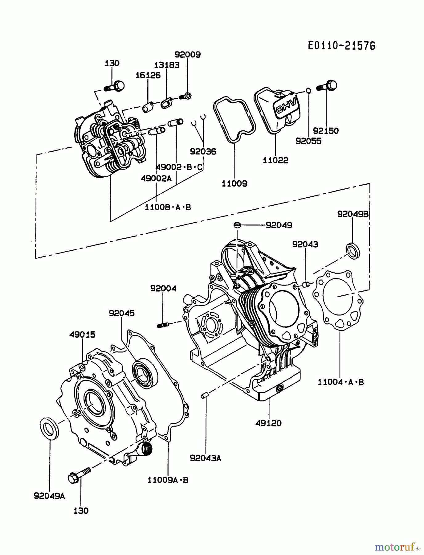  Kawasaki Motoren Motoren, Horizontal FE290D-BS02 - Kawasaki FE290D 4-Stroke Engine CYLINDER/CRANKCASE