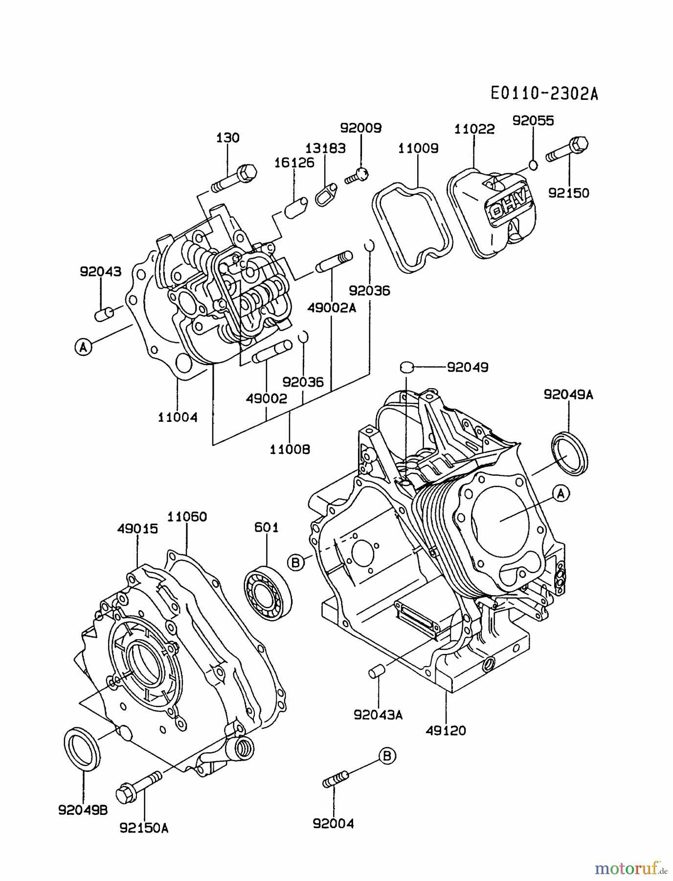  Kawasaki Motoren Motoren, Horizontal FE350D-AS01 - Kawasaki FE350D 4-Stroke Engine CYLINDER/CRANKCASE
