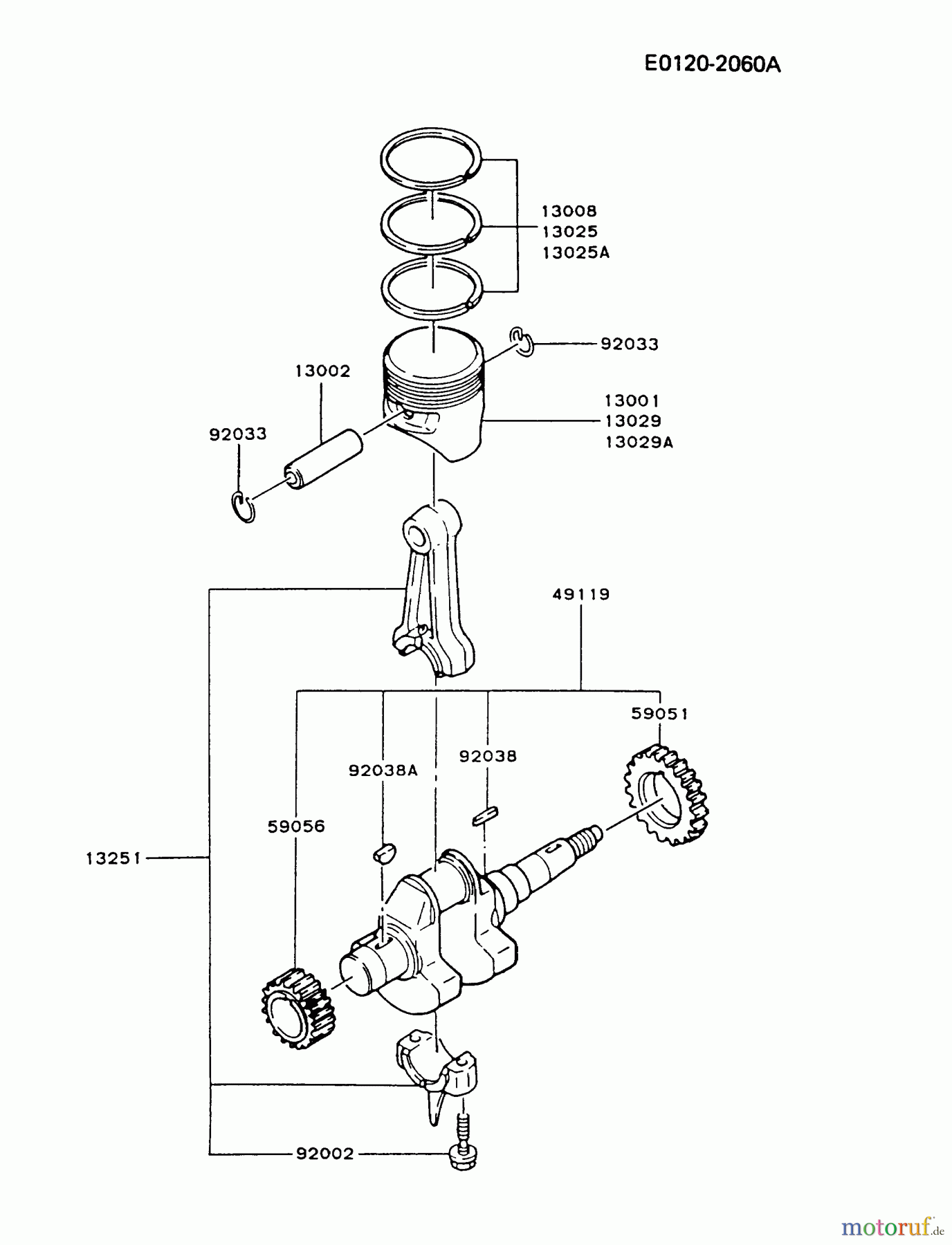  Kawasaki Motoren Motoren, Horizontal FG270G-AS01 - Kawasaki FG270G 4-Stroke Engine PISTON/CRANKSHAFT
