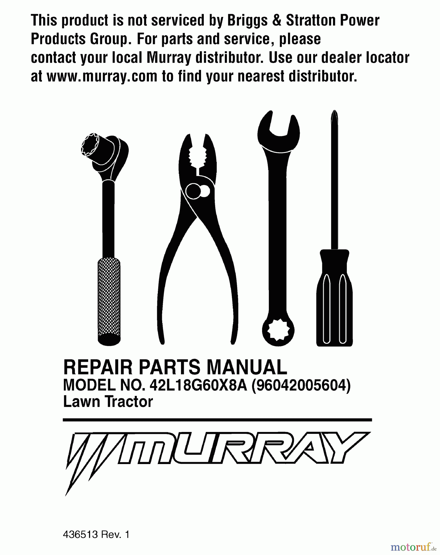  Murray Rasen- und Gartentraktoren 42L18G60X8A (96042005604) - Murray 42