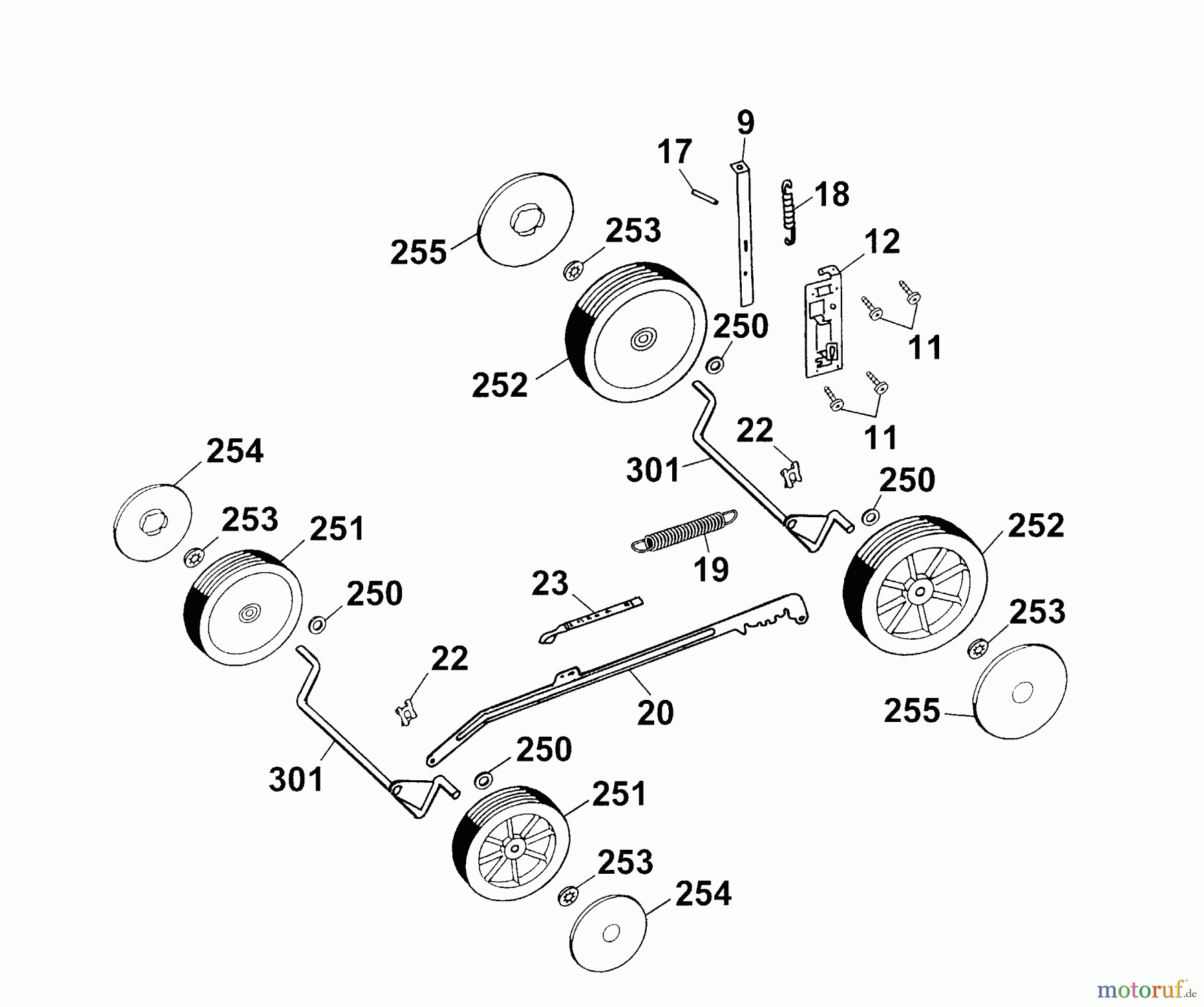  Wolf-Garten Electric mower Power Edition 40 E 4028005 Series B, C  (2003) Height adjustment, Wheels
